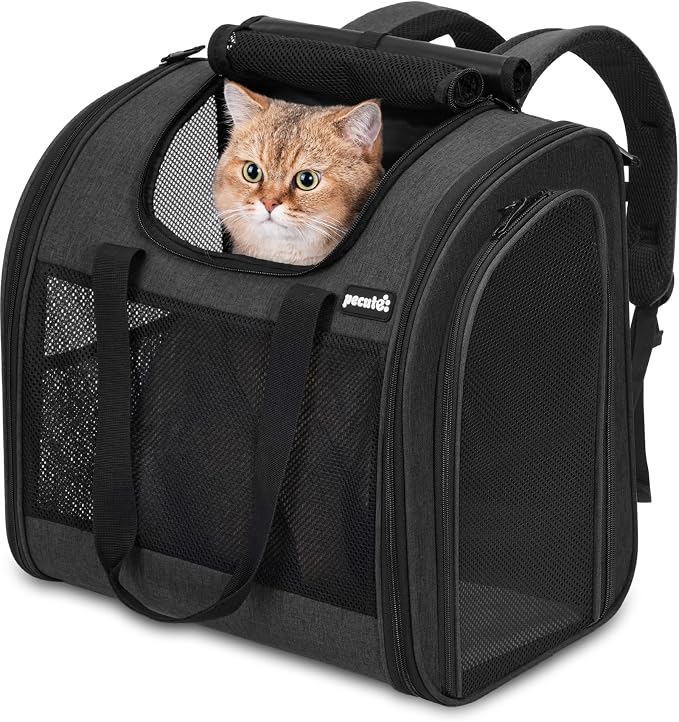 Pecute Cat Backpack with Widened Interior Space, Upgraded Dog Backpack Carrier by pecute