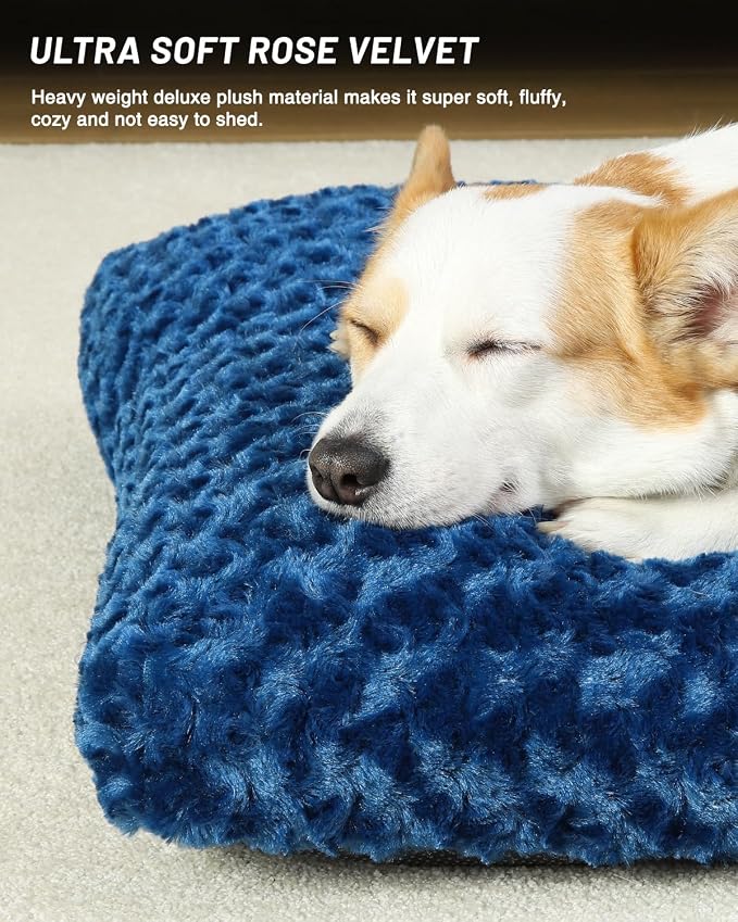 KSIIA Washable Dog Bed Comfy Dog Crate Pad Deluxe Plush Pet Bed Non-Slip Kennel - Image 2