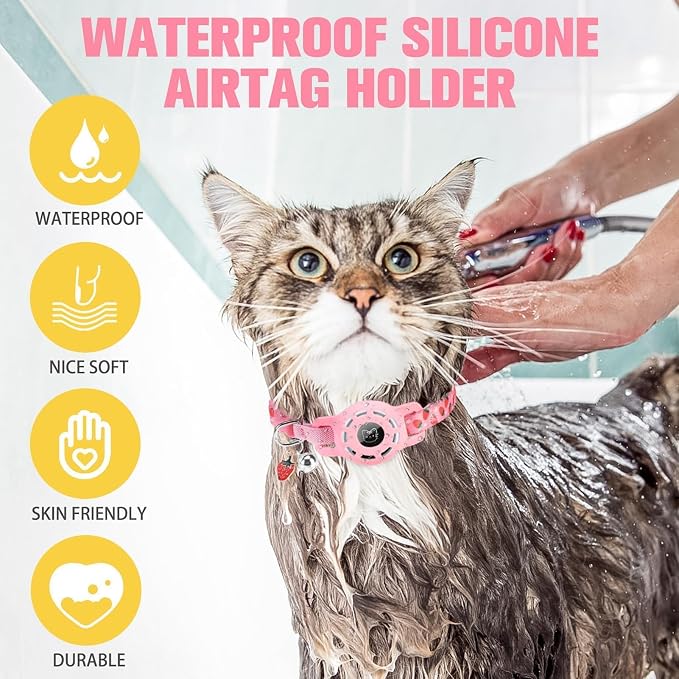 BINGPET AirTag Cat Collar with Bells, Upgraded Safety Elastic Cat Collar with - Image 5