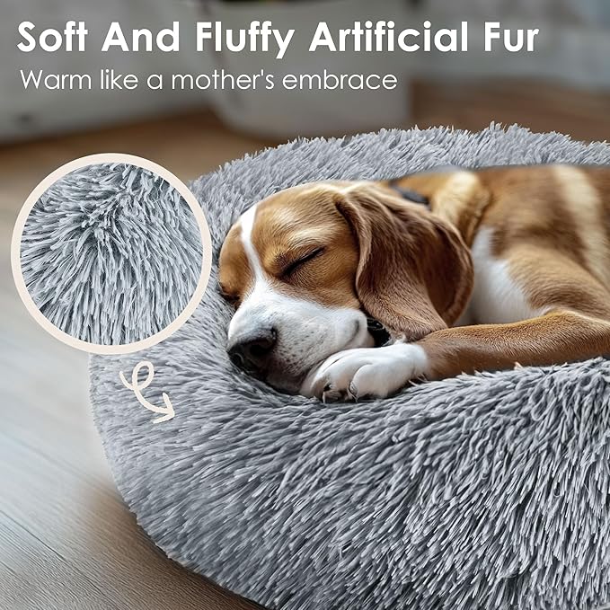 Dogs Bed for Small Dogs, Anti-Anxiety Washable Round Bed - Image 4
