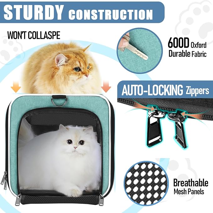 Soft Cat Carrier Large Cat 20 lbs/Kitty Cat Travel Crate - Image 4