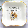 Custom Pet Portrait Watercolor Ring Dish, My Humans Are Getting Married Jewelry by Anniversaree