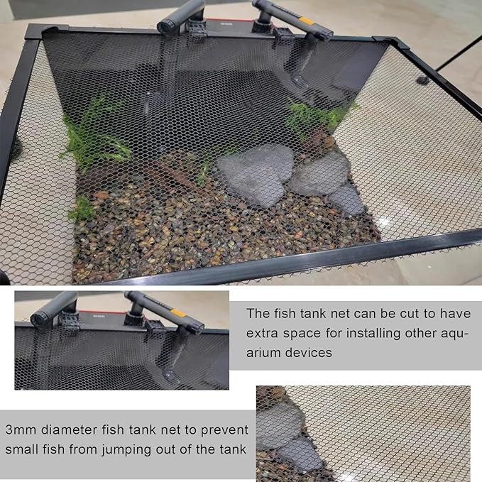 Magnetic Aquarium lid Fish Tank Hood top Cover Anti-Jumping net Cover mesh to - Image 5
