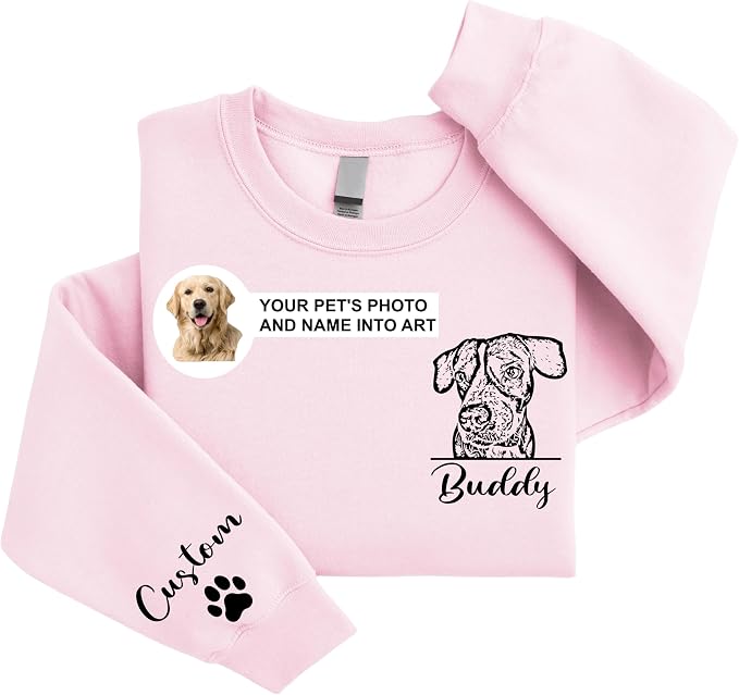 Custom Dog Mom Sweatshirt, Personalized Line Art Portrait Dog Hoodie, - Image 3