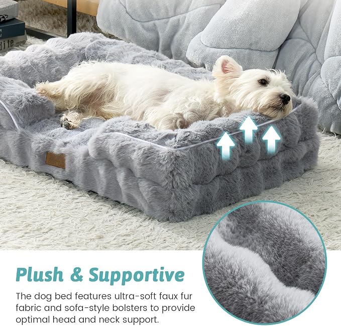 Orthopedic Dog Bed for Medium Small Size Dog, Soft and Warm Faux Fur Sofa for - Image 3