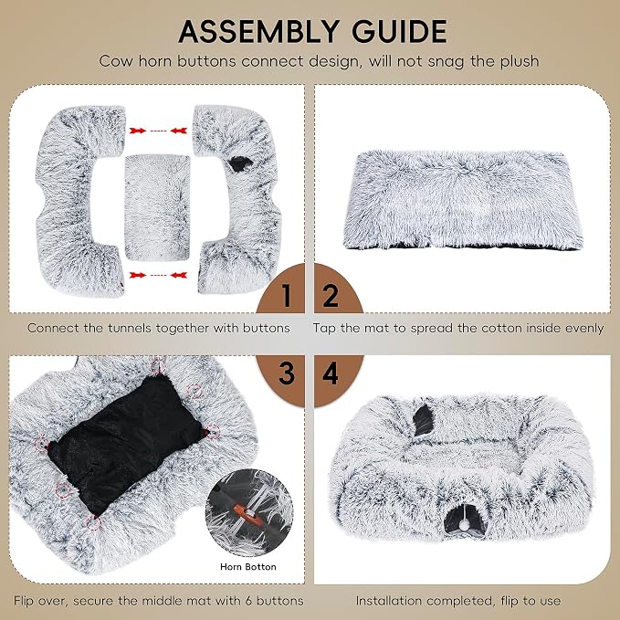 Extra Large Cat Tunnel Bed, 4 Ways Tunnels - Image 6