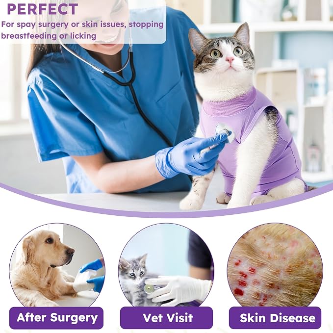 Cat Recovery Suit, Breathable Cat Surgery Recovery Suit Female, Cat Onesie - Image 7