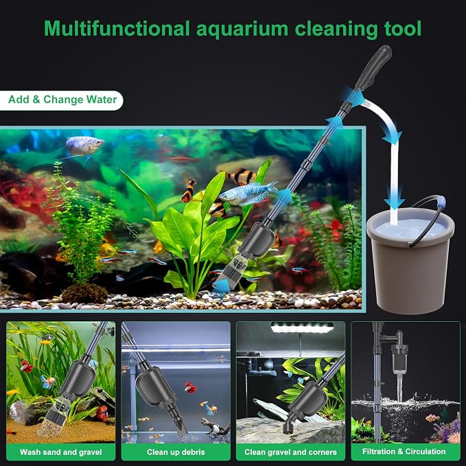 Electric Aquarium Vacuum Gravel Cleaner, 36W Electric Fish Tank Cleaning Tools - Image 4