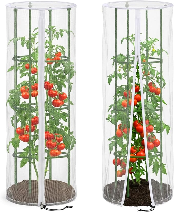2 Pcs Garden Bird Netting for Round Plant Cage, Tomato Trellis Insect Bird by PurpleStar