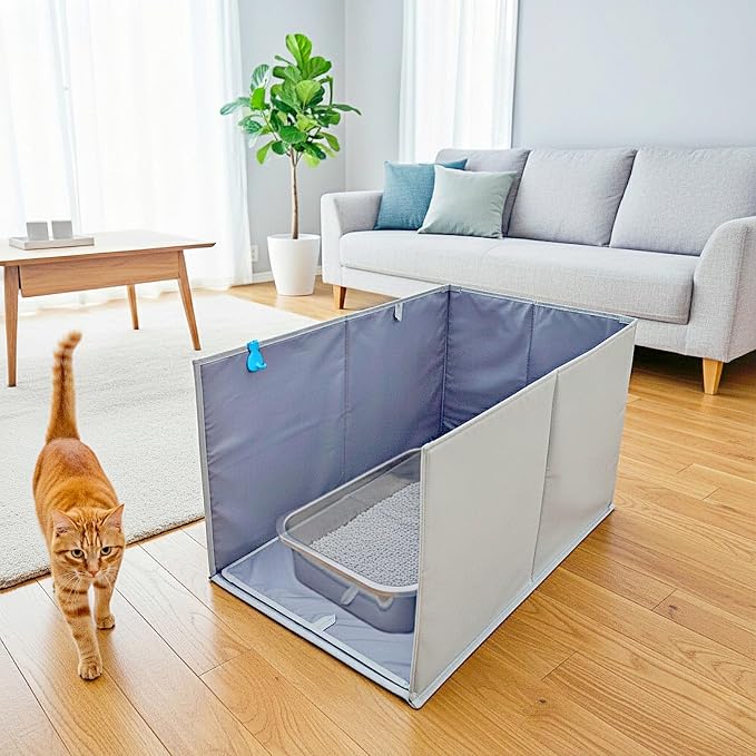Less-Mess Cat Litter Box Enclosure, Open Top High Side by GesomePurrz