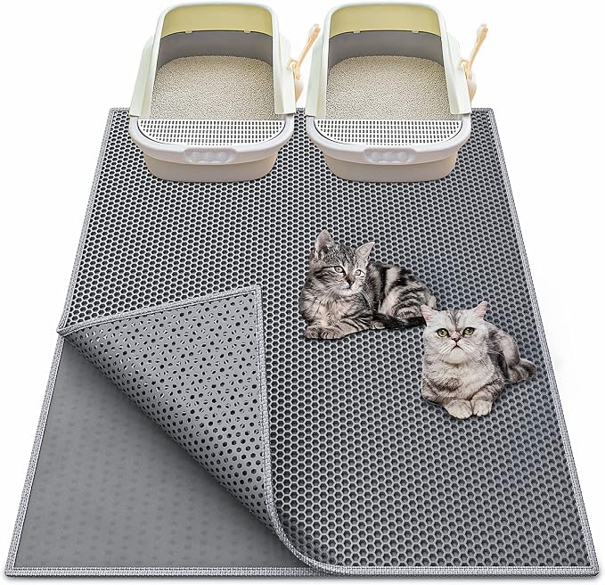 Cat Litter Box Mat: 36"x 30" Waterproof Kitty Cat Litter Trapping Mat, by Createabetterlifeforyou