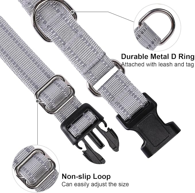 Martingale Dog Collar, Adjustable Nylon Reflective Collar - Image 3