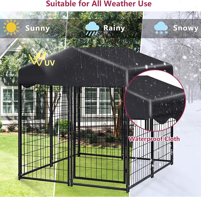 Dog Kennel Outdoor, 4.5' x 4' x 4' Outside Dog Kennel - Image 3