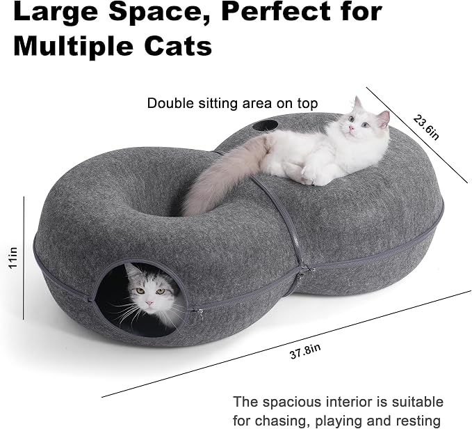 8-Shaped Large Cat Tunnel Bed for Indoor Cats, Infinite Circulation Peekaboo - Image 2