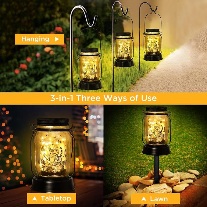 kyoryuger Cat Gift for Women Cat Gifts Solar Lantern, Cat Solar Lights Outdoor - Image 4