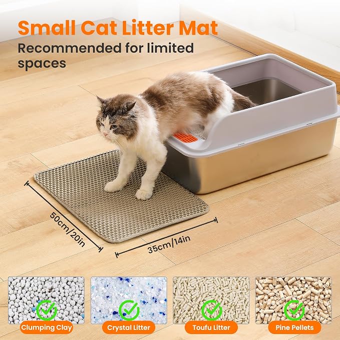Small Cat Litter Mat, 20x14’’ Double Layer Honeycomb Cat Litter Box Mat - Image 2