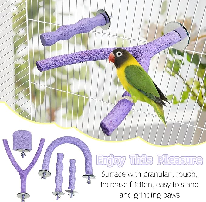 PINVNBY 5 Pack Bird Perch Resin Bird Beak Grinding Stone Parrot Cage Stand - Image 6