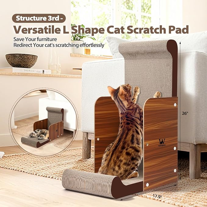 34 Inch Cat Scratcher Bed, Upgraded Cardboard Scratching Pad, Extra Large Cat - Image 4