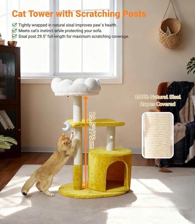 Happi N Pets Cat Tree, Featuring Scratching Posts, Viewing Perch & Toys - Image 5
