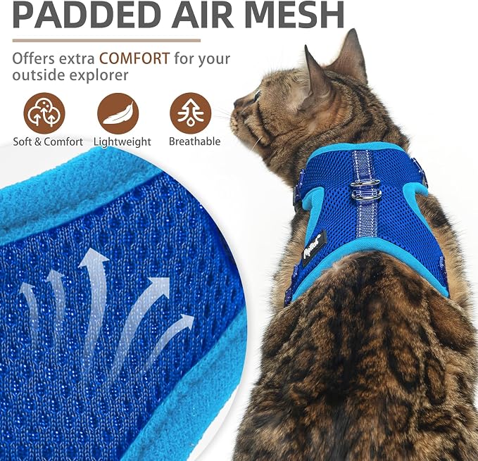 PUPTECK Cat Harness and Leash Set Escape Proof, Reflective Adjustable Soft Mesh - Image 2