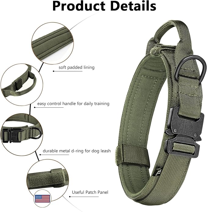 DAGANXI Tactical Dog Collar, Adjustable Military Training Nylon Dog Collar - Image 3