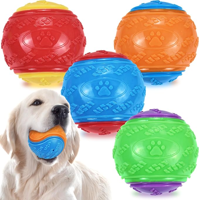 3.5in Squeaky Dog Balls Toys for Training, Dog Toys to Keep Them Busy, High by LECHONG