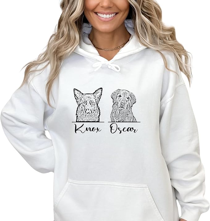 Custom Dog Mom Sweatshirt, Personalized Line Art Portrait Dog Hoodie, - Image 2