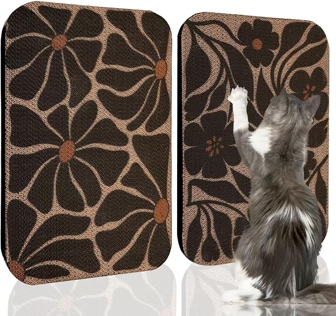 2 Packs Art Cat Wall-Mountable Scratching Board 16.7x11x1 Inch Cat Wall Scratch by LESISSMER