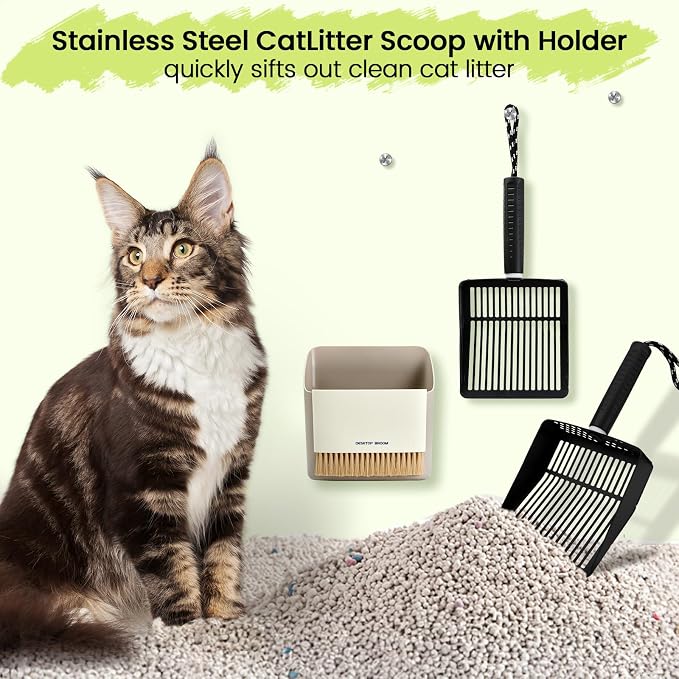 Metal Cat Litter Scooper with Holder, Stainless Steel Metal Litter Scoop - Image 6