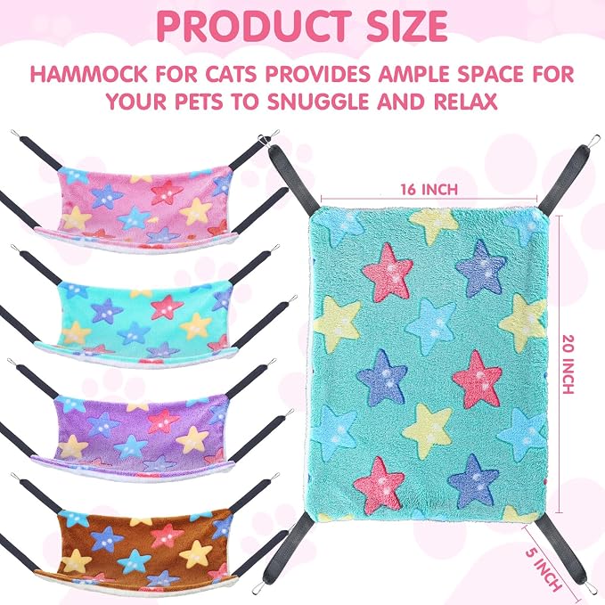 8 Pcs Reversible Cat Hammock Plush Ferret Hammock Hanging Bed - Image 2