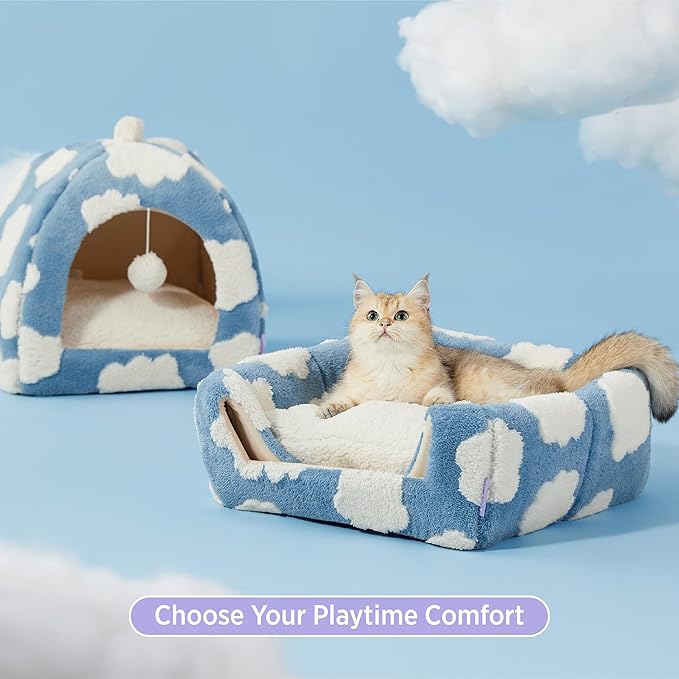 Lesure Cute Cat Beds for Indoor Cats - 2 in 1 Large Cat Cave Bed for Puppy and - Image 3