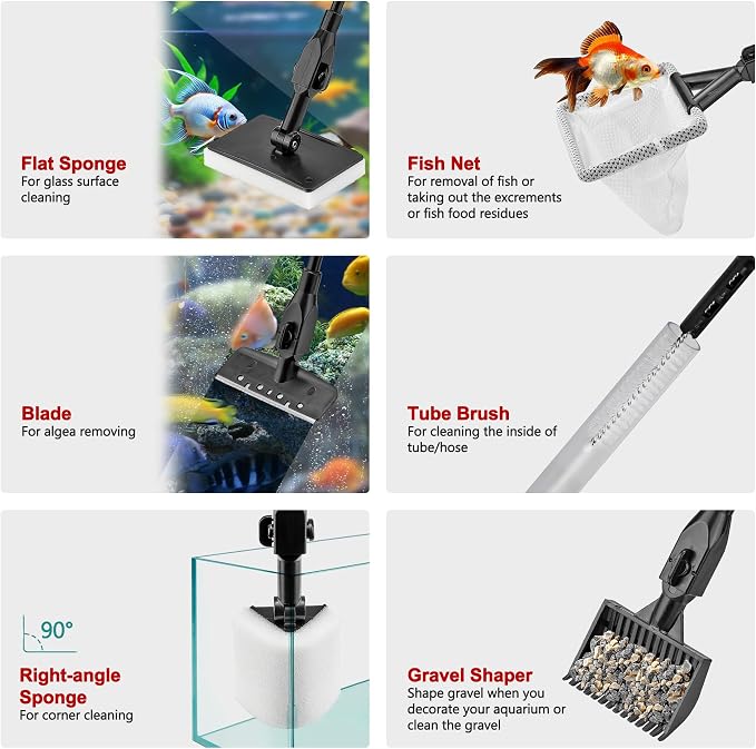 Lpraer Multifunction 7 PCS Aquarium Cleaning Tools Bundle Kit Set Adjustable - Image 2