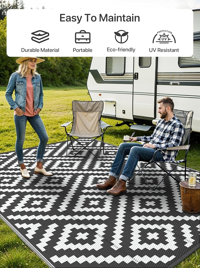 GENIMO Outdoor Rugs 8x10 Waterproof, Reversible Mats, Area Plastic Straw Rug - Image 5