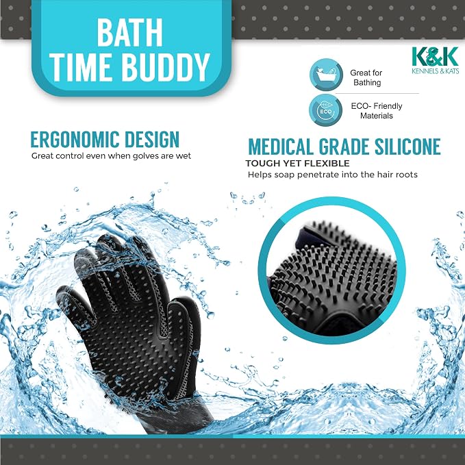 KENNELS & KATS Pet Grooming Gloves | Deshedding Glove - Image 4