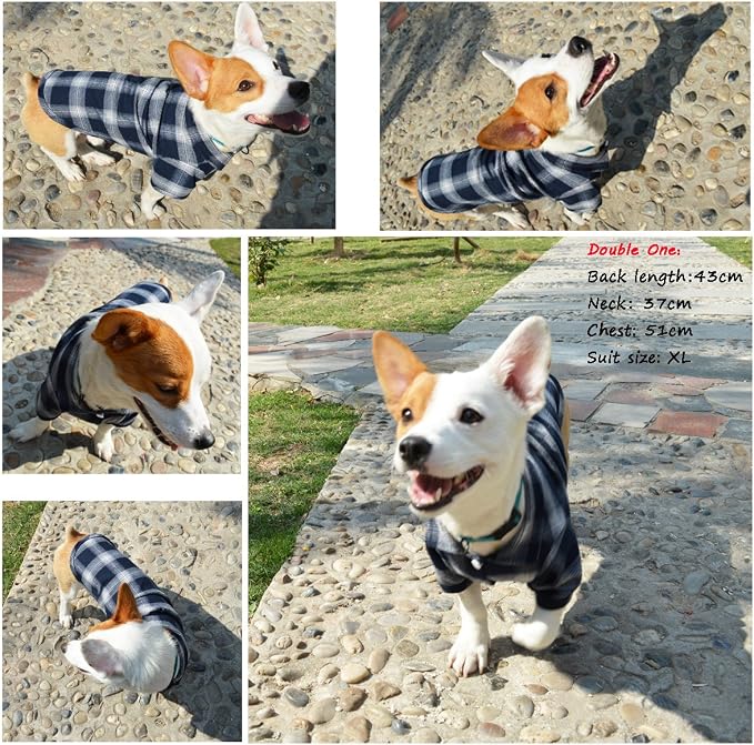 Koneseve Dog Shirt, Pet Plaid Clothes Shirt T-Shirt Sweater Matching Breathable - Image 6