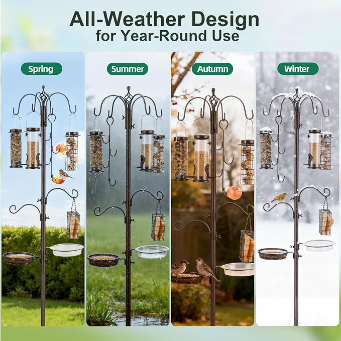 Bird Feeding Station Kit Pole Wild Bird Feeder Hanging Planter Hanger Multi - Image 6