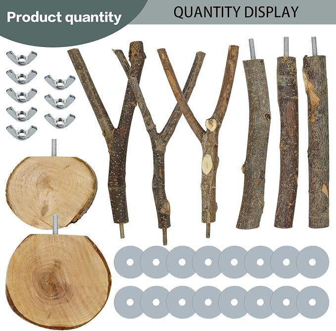 8 PCS Natural Bird Perch Set - Image 4
