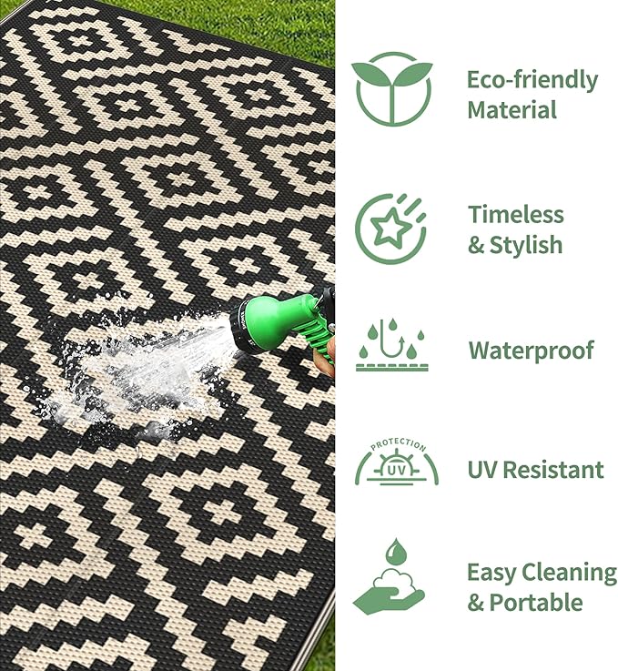 GENIMO Outdoor Rug for Patio Clearance, Reversible Plastic Camping Rugs - Image 5