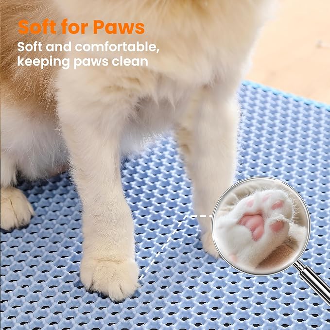 Cat Litter Mat, 24x18 Inches Large Double Layer Honeycomb Cat Litter Trapping - Image 7