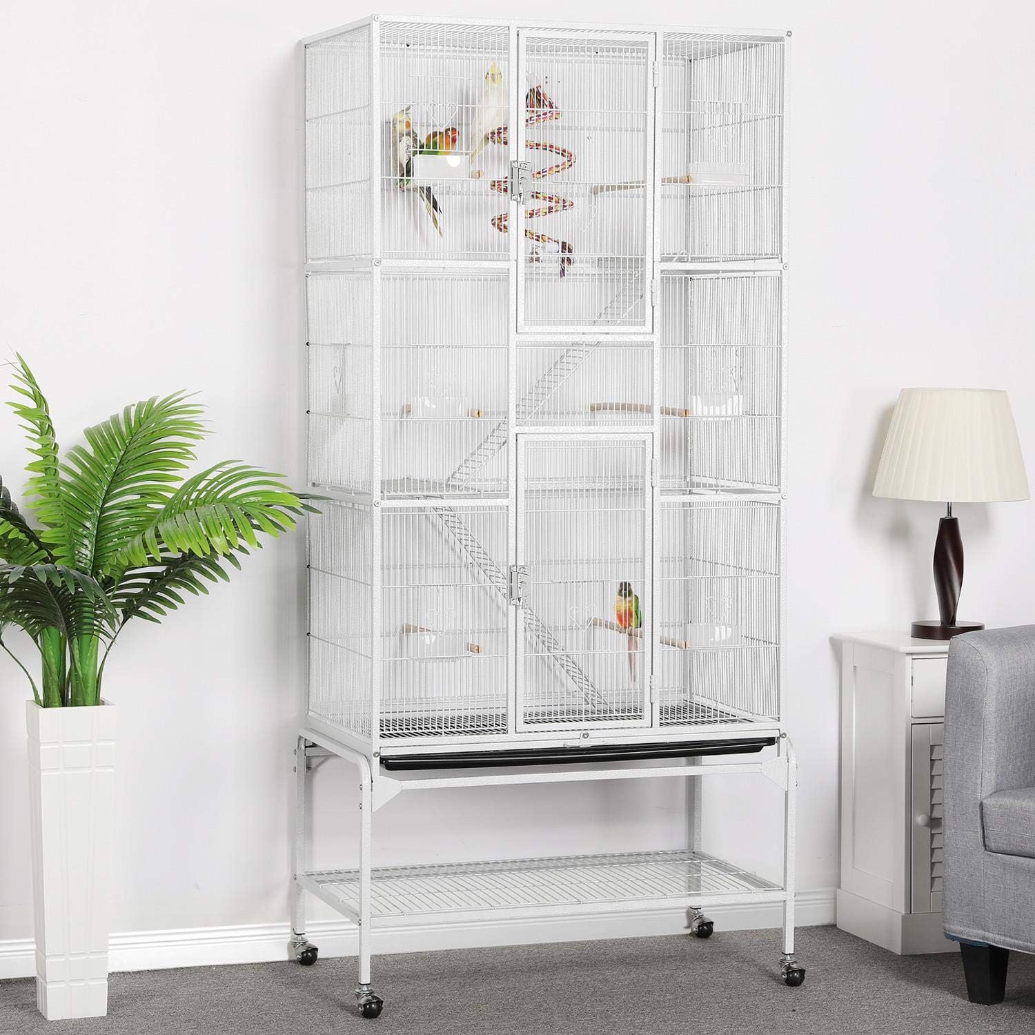 Yaheetech 69'' Extra Large Bird Cage Metal Parrot Cage w/Detachable - GlobalHabitat Supply
