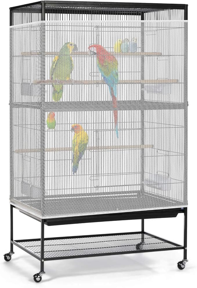 Bissap Bird Cage Seed Catcher, 90-118‘’ Universal Birdcage Net Nylon 31.8'' H by Bissap