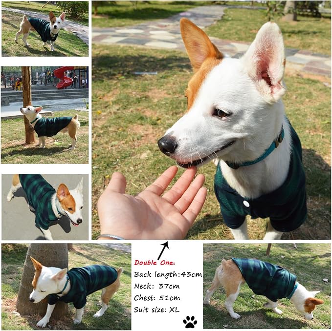 Koneseve Dog Shirt, Pet Plaid Clothes T-Shirt Sweater Matching Breathable - Image 7