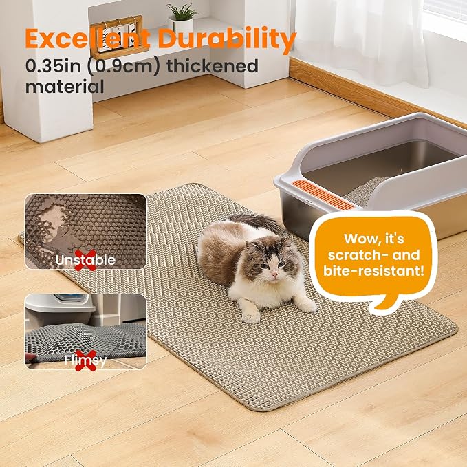 Jumbo Cat Litter Mat, 46x26 Inches Double Layer Honeycomb Litter Trapping Mat - Image 6