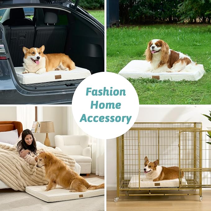 Dog Crate Bed for Small Size Dogs, Rectangular Orthopedic Cat Beds, Foam - Image 6