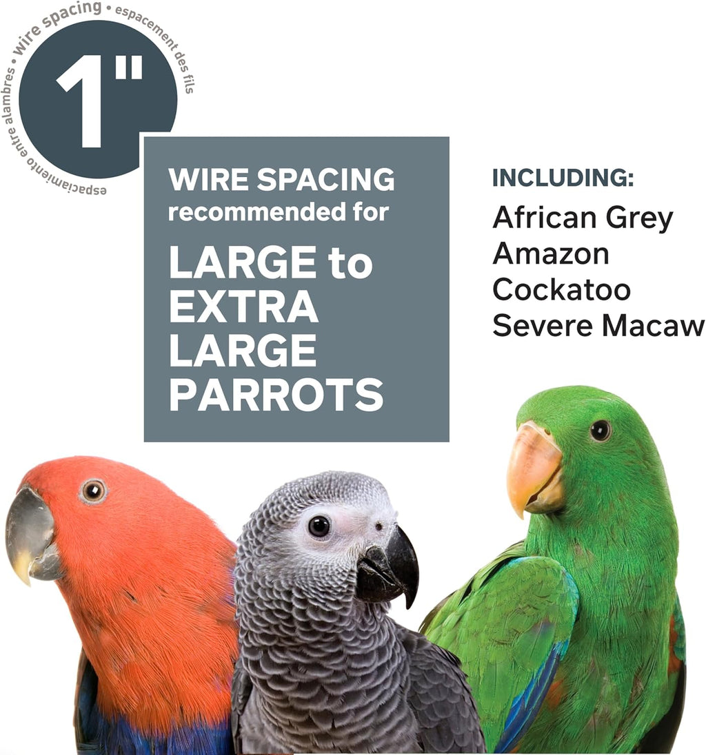 Prevue Pet Products Stainless Steel Playtop Bird Cage, Silver - GlobalHabitat Supply