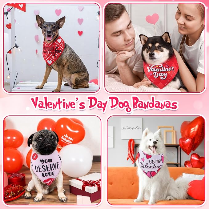 Chunful 50 Pcs Valentine's Day Dog Bandana Bulk - Image 2