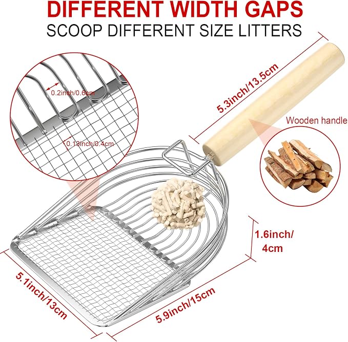 Ownpets Iron Metal Cat Litter Scoop, Heavy Duty Kitty Litter Scooper & Speed - Image 2