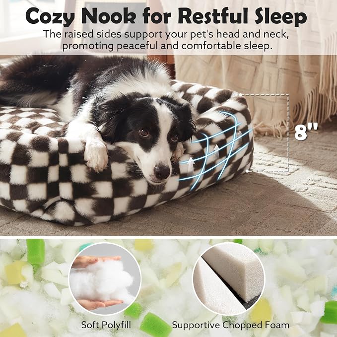 JOEJOY Dog Bed Medium Size Dog, Rectangle Washable Orthopedic Corduroy Fleece - Image 2
