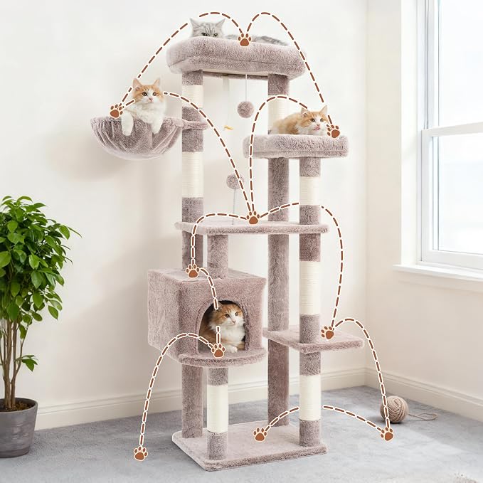 Cat Tree for Indoor Cats, 55.1 inch Cat Tower - Image 6