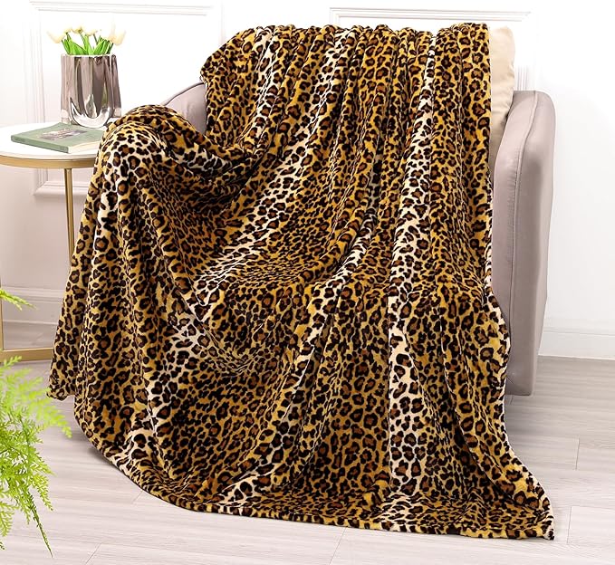 Bnuitland Leopard Print Fleece Flannel Throw - Image 5